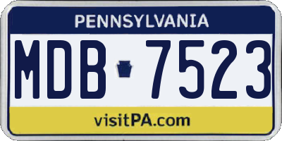 PA license plate MDB7523
