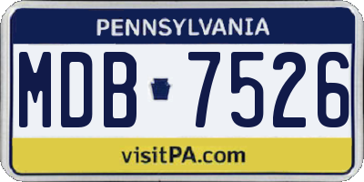 PA license plate MDB7526