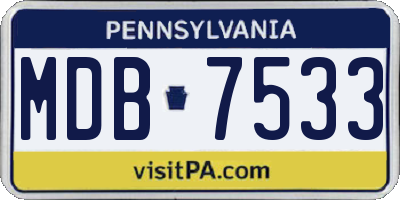 PA license plate MDB7533