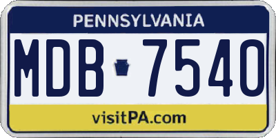 PA license plate MDB7540