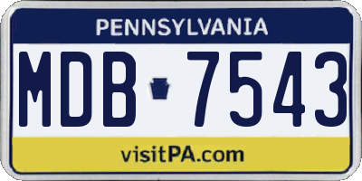 PA license plate MDB7543