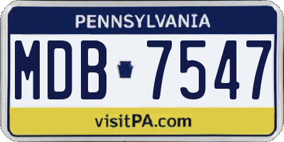 PA license plate MDB7547