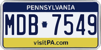 PA license plate MDB7549