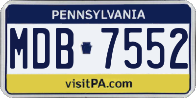 PA license plate MDB7552