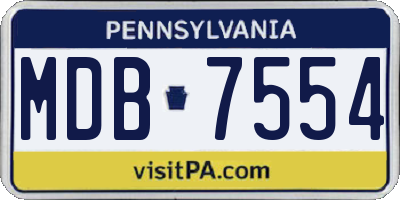 PA license plate MDB7554