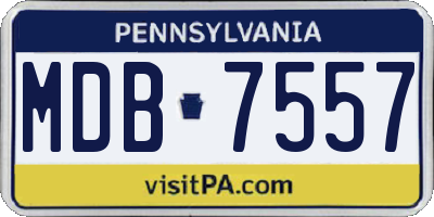 PA license plate MDB7557