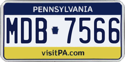 PA license plate MDB7566