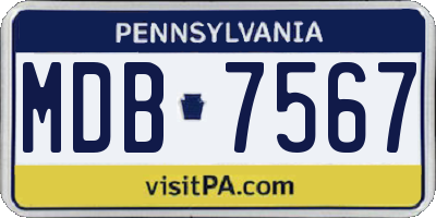 PA license plate MDB7567