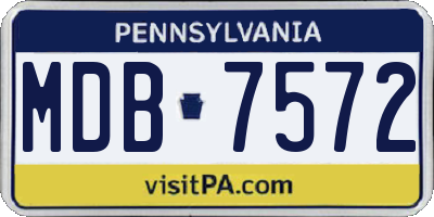 PA license plate MDB7572
