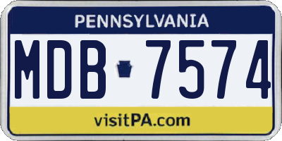 PA license plate MDB7574
