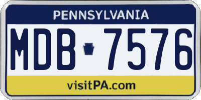 PA license plate MDB7576