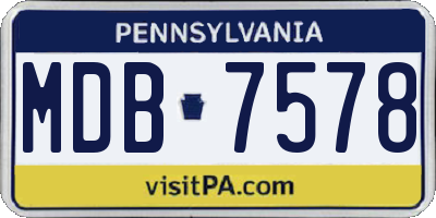 PA license plate MDB7578
