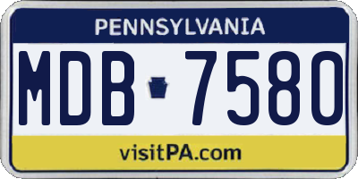 PA license plate MDB7580