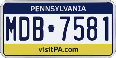 PA license plate MDB7581