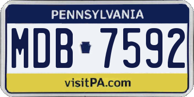 PA license plate MDB7592