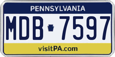 PA license plate MDB7597