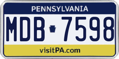 PA license plate MDB7598