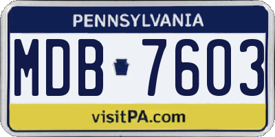PA license plate MDB7603