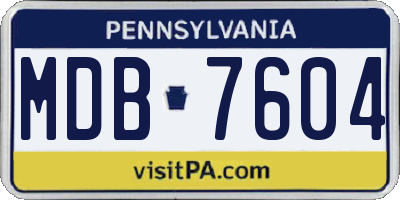 PA license plate MDB7604