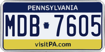PA license plate MDB7605