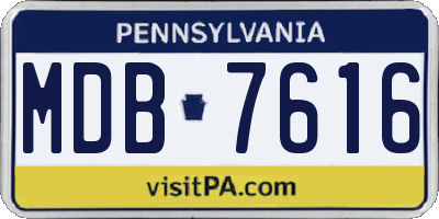 PA license plate MDB7616