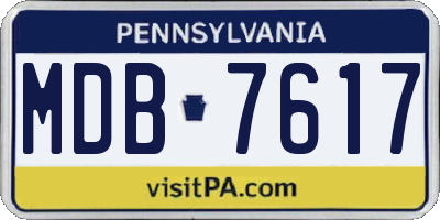 PA license plate MDB7617