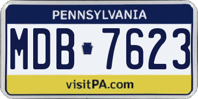 PA license plate MDB7623