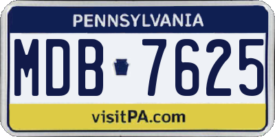 PA license plate MDB7625