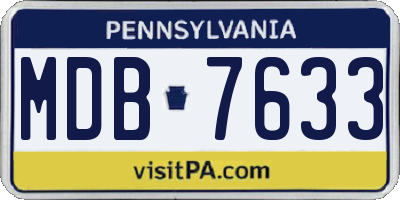 PA license plate MDB7633
