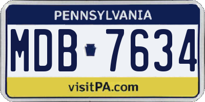 PA license plate MDB7634