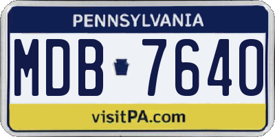 PA license plate MDB7640