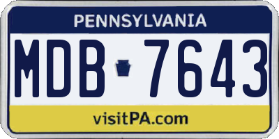 PA license plate MDB7643