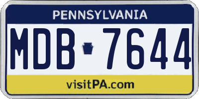 PA license plate MDB7644