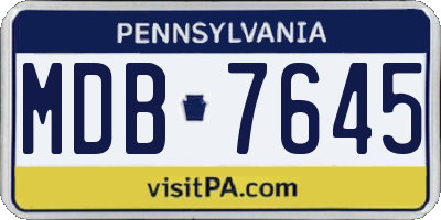 PA license plate MDB7645