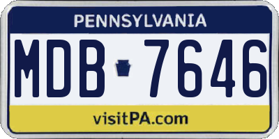 PA license plate MDB7646