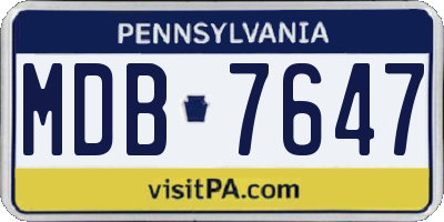 PA license plate MDB7647