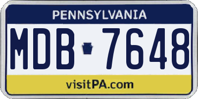 PA license plate MDB7648