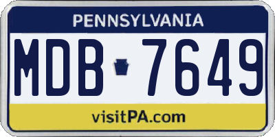 PA license plate MDB7649