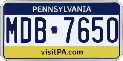 PA license plate MDB7650