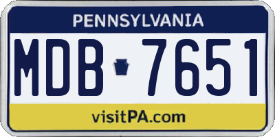 PA license plate MDB7651