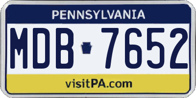 PA license plate MDB7652