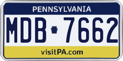 PA license plate MDB7662