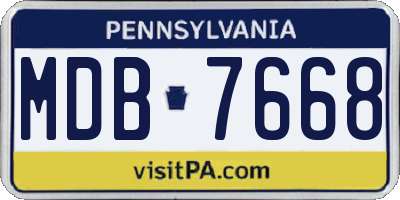 PA license plate MDB7668