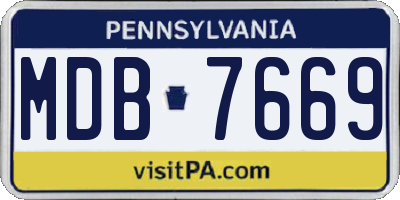 PA license plate MDB7669