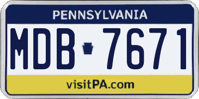 PA license plate MDB7671
