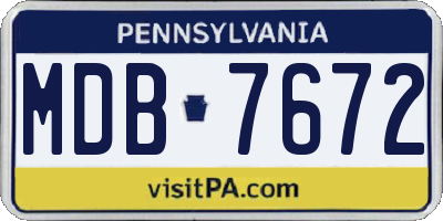 PA license plate MDB7672