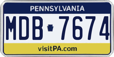 PA license plate MDB7674