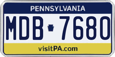 PA license plate MDB7680