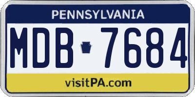 PA license plate MDB7684