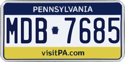 PA license plate MDB7685